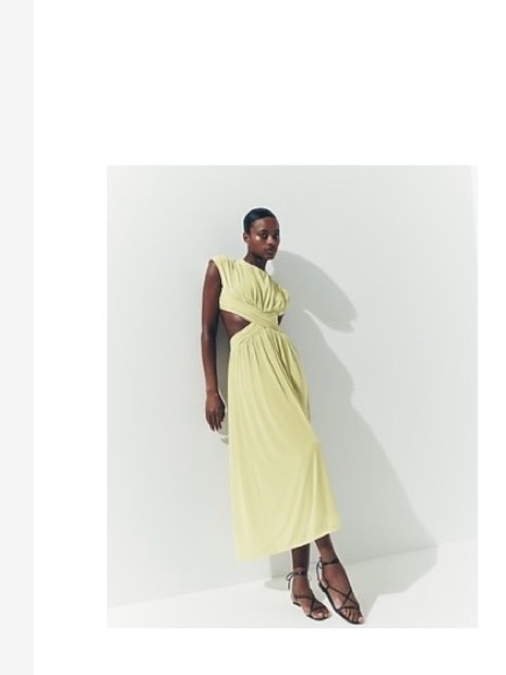 Express Pale Yellow Cutout Midi Dress